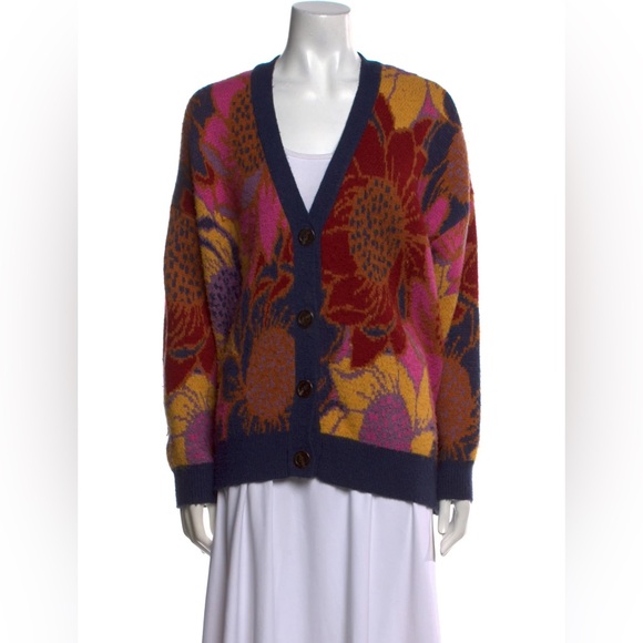 FARM RIO Floral Dots Tropical Knit Cardigan Sweater, Size SMALL - Picture 5 of 10